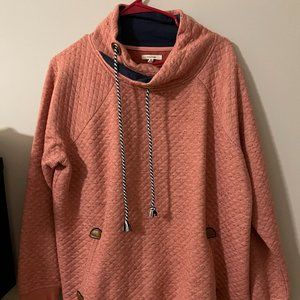 Maurice’s Pullover Drawstring Funnel Neck Quilted Sweatshirt Pink/Navy Sz1 Plus